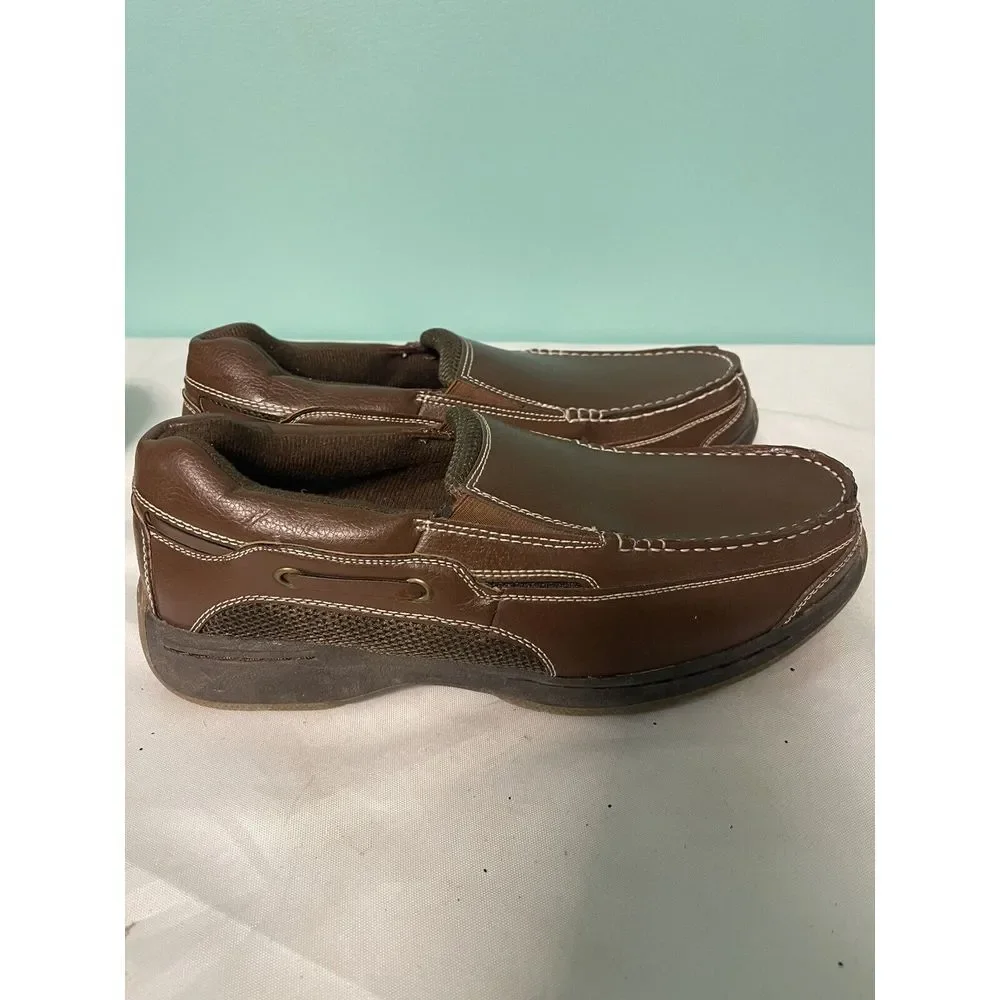Dr Scholls Slip On Loafer Mens 10. D Brown Leather Boat Shoes S-214